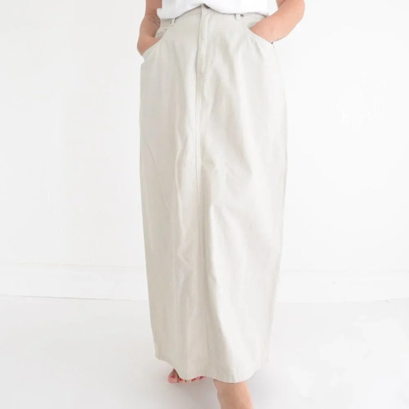 Sonoma Beige 100% Cotton Maxi Skirt Size 12 - Picture 1 of 13